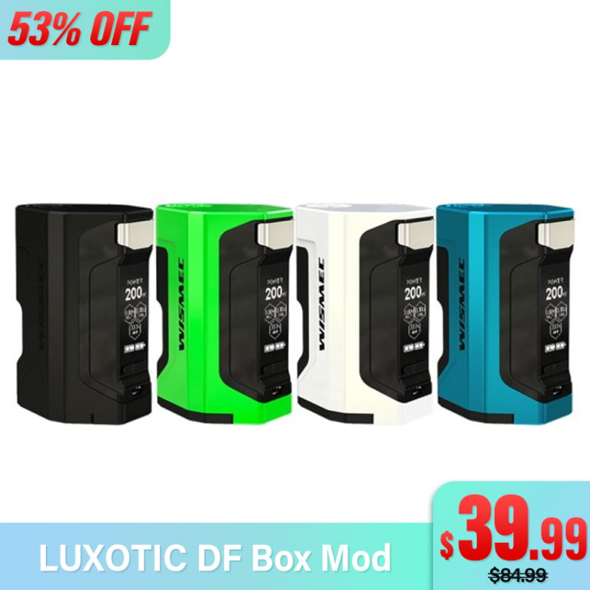 Discount code for 53% discount 39 99 for LUXOTIC DF Box Mod at joyetech us