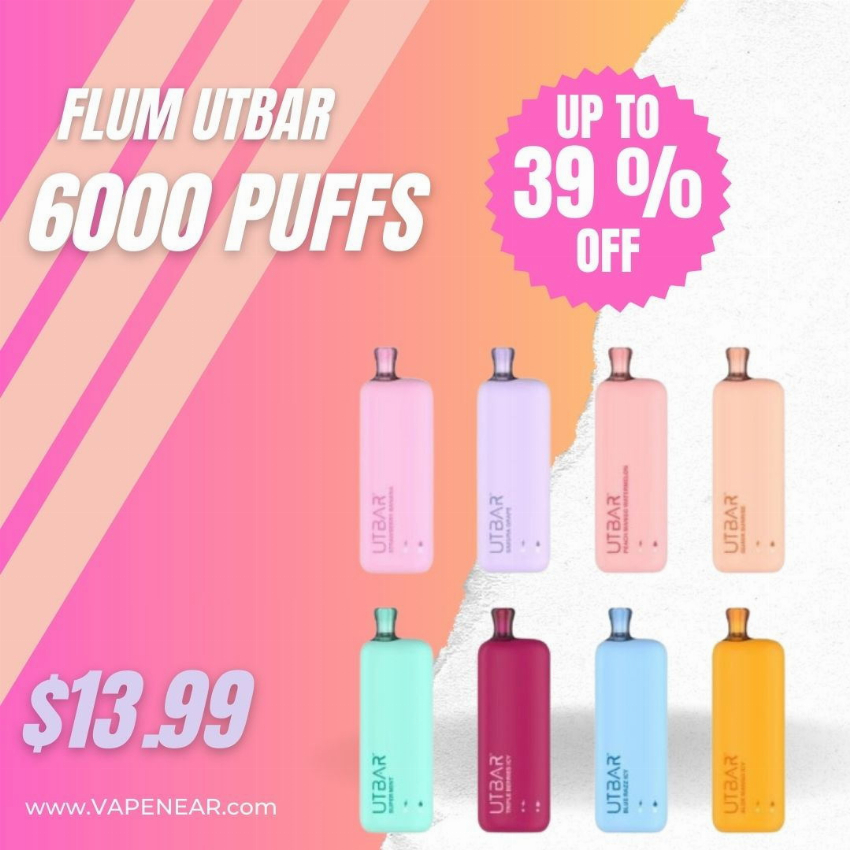 Discount code for Flum Utbar 6000 puffs 39% discount at Vape Near A