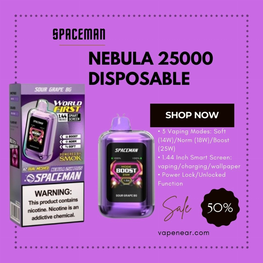 Discount code for Spaceman Nebula 25K Plus Disposable Vape 50% discount at Vape Near A