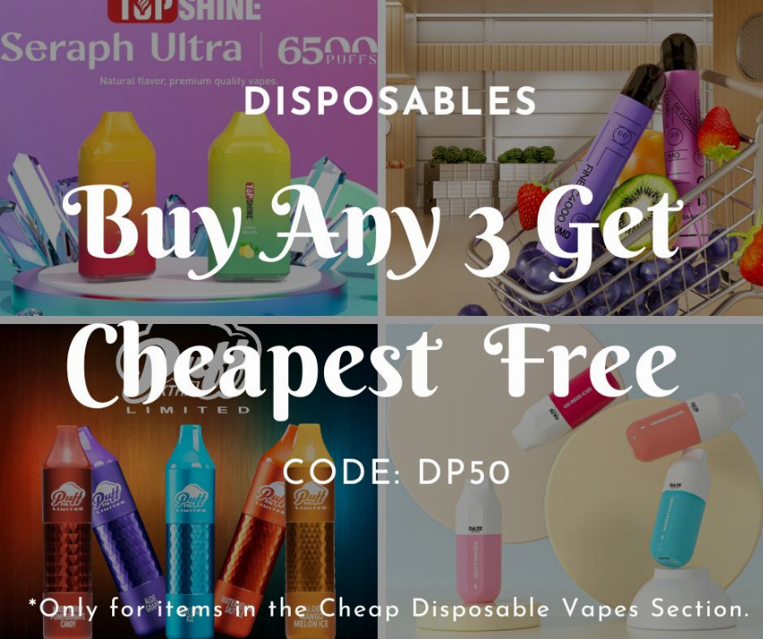 Discount code for Buy 3 disposable vapes get cheapest one Free at vapenear