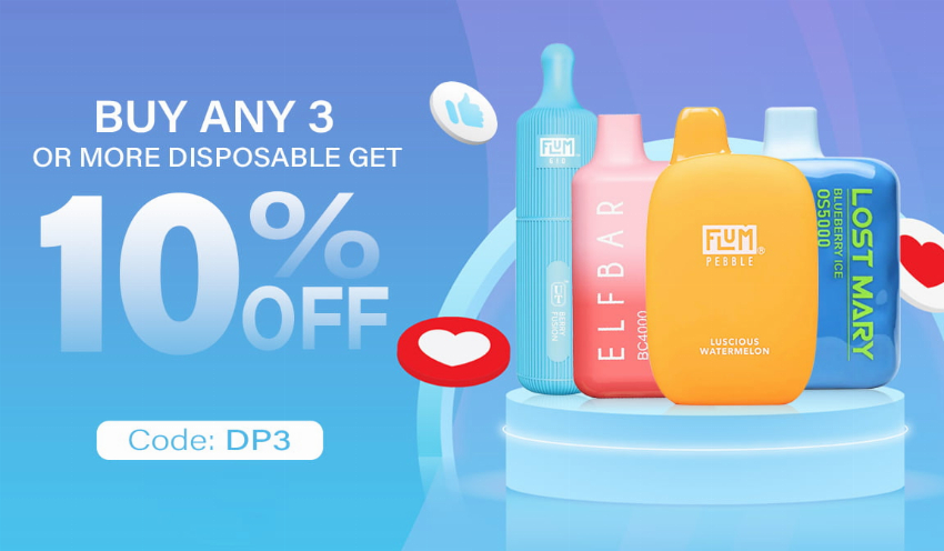 Discount code for Buy any 3 or more disposable get 10% discount at Joyetech Eleaf A