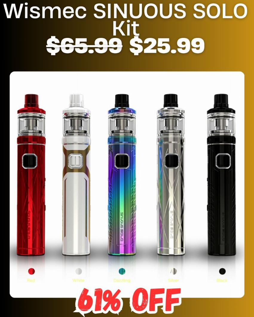 Discount code for 40 off for Wismec SINUOUS SOLO Kit at vapenear