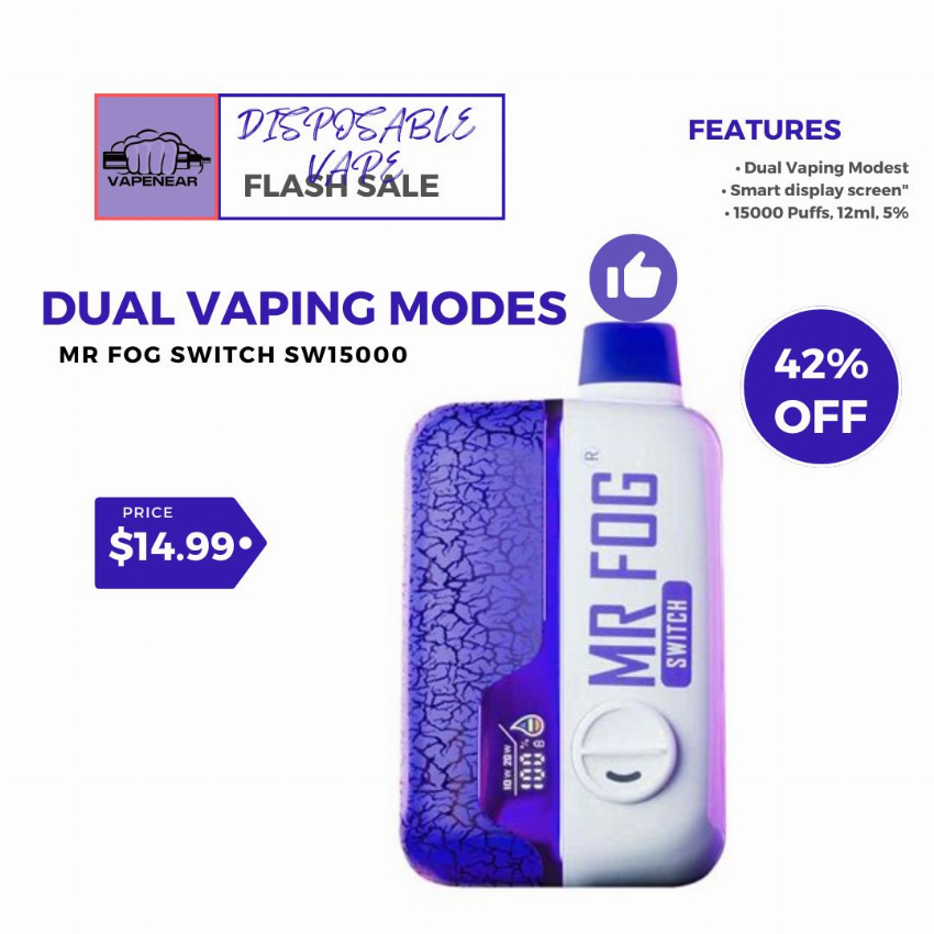 Discount code for Mr Fog Switch SW15000 12ml Disposable Kit 42% discount at vapenear