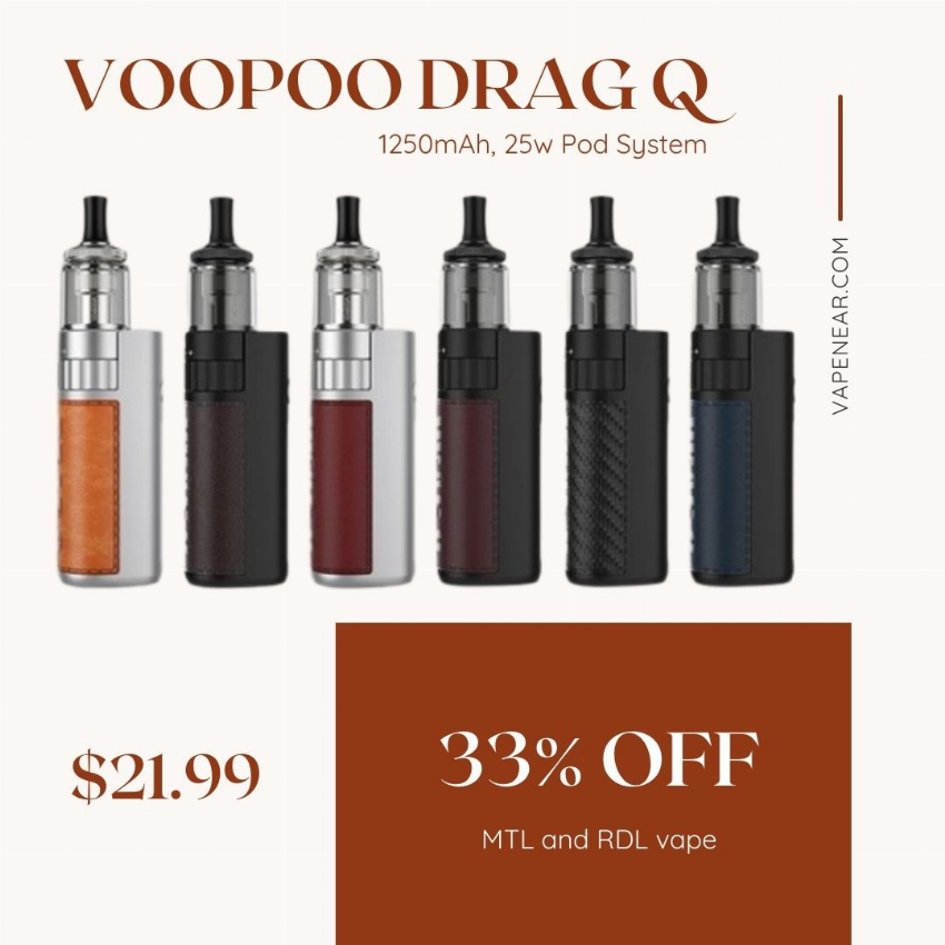 Discount code for VOOPOO Drag Q Pod System Kit 33% discount at vapenear