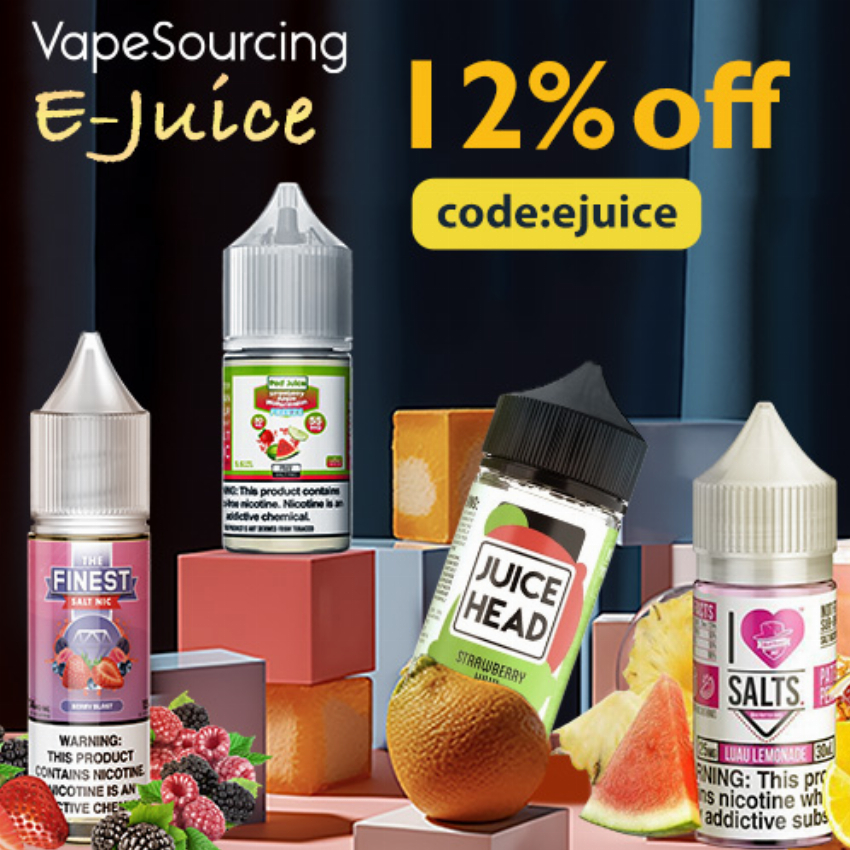 Discount code for 12% discount for All E-juice at Vapesourcing Electronics Co Ltd