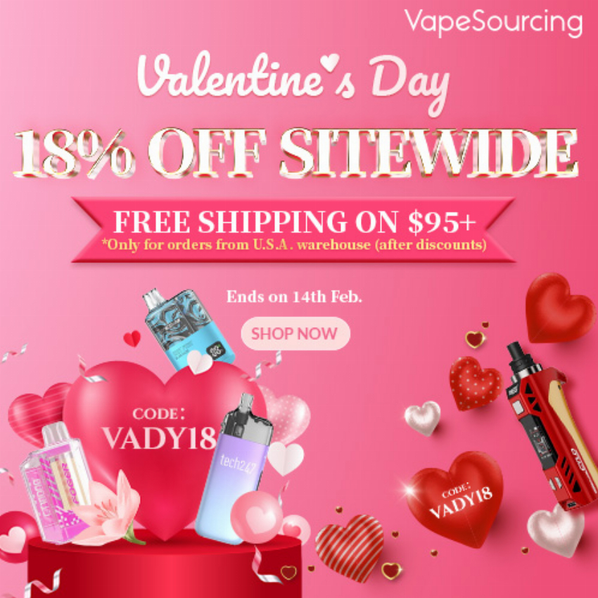 Discount code for 18% discount Sitewide for Valentine s Day Sale at Vapesourcing Electronics Co Ltd