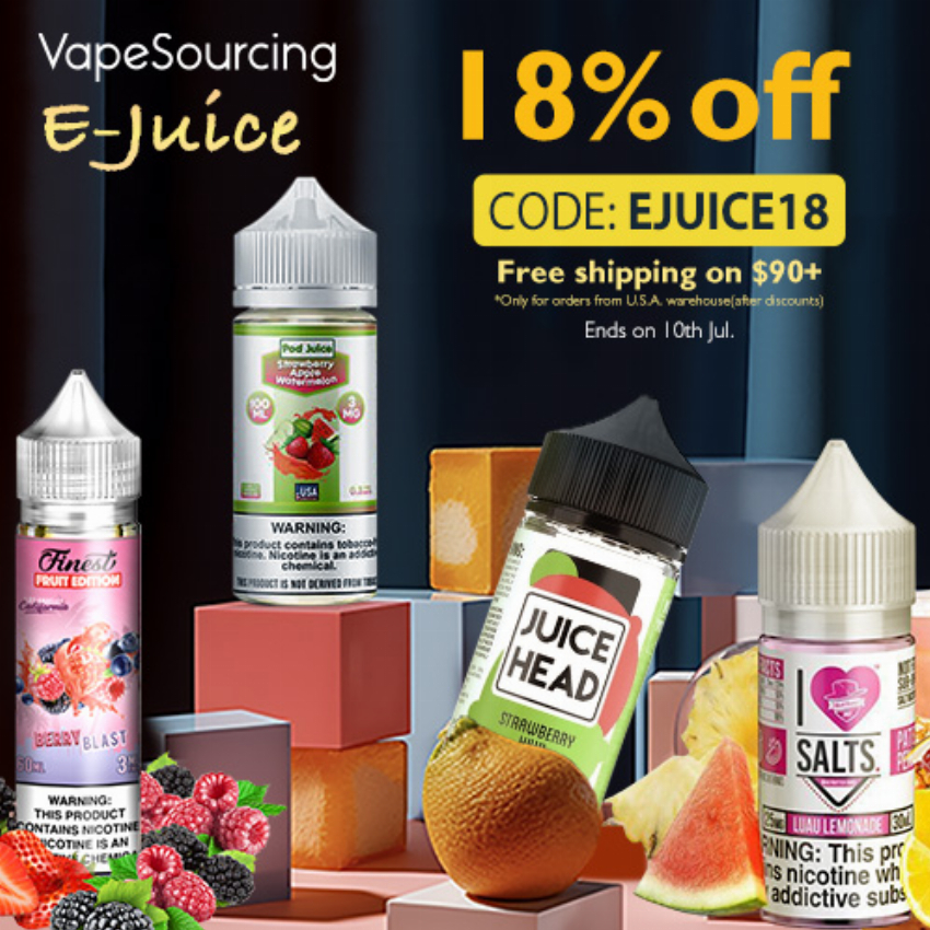 Discount code for 18% discount for all e-juice at Vapesourcing Electronics Co Ltd