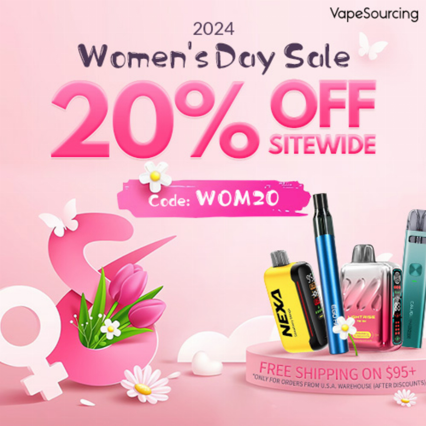 Discount code for 20% discount Sitewide Women s Day Sale at Vapesourcing Electronics Co Ltd