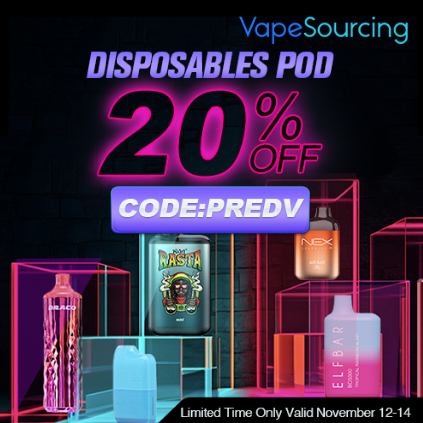 Discount code for 20% discount for All Disposable Kit at Vapesourcing Electronics Co Ltd