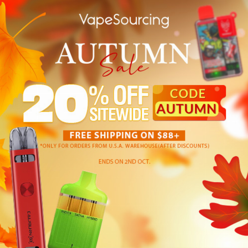 Discount code for 20% discount Sitewide Autumn Sale at Vapesourcing Electronics Co Ltd