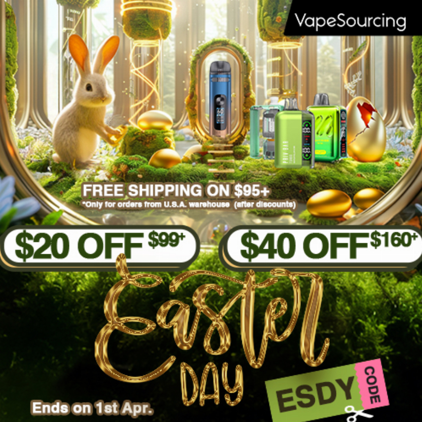 Discount code for Easter Sale 99- 20 160- 40 at Vapesourcing Electronics Co Ltd