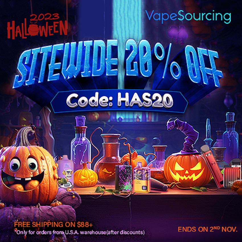 Discount code for Enjoy 20% discount Halloween Sale at Vapesourcing Electronics Co Ltd