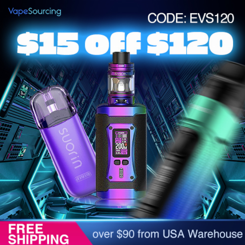 Discount code for Extra 15 off for Orders 120 at Shenzhen Vapesourcing Electronics Co Ltd