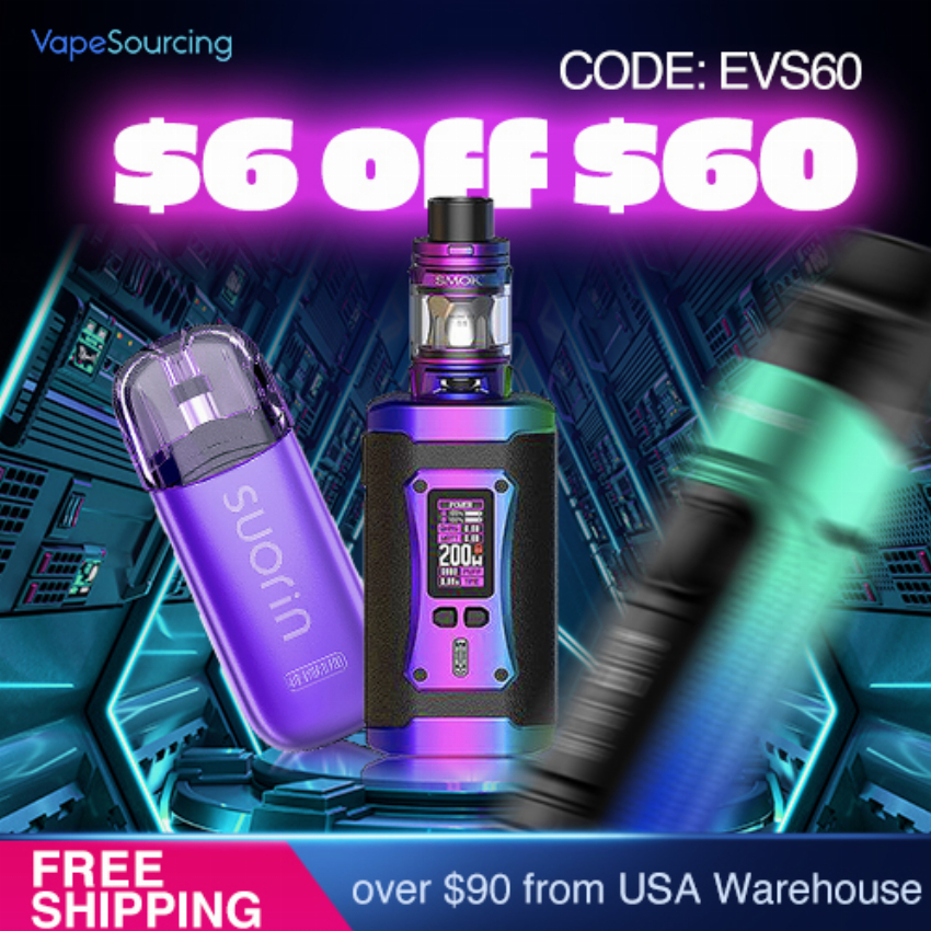 Discount code for Extra 6 off for Orders 60 at Shenzhen Vapesourcing Electronics Co Ltd