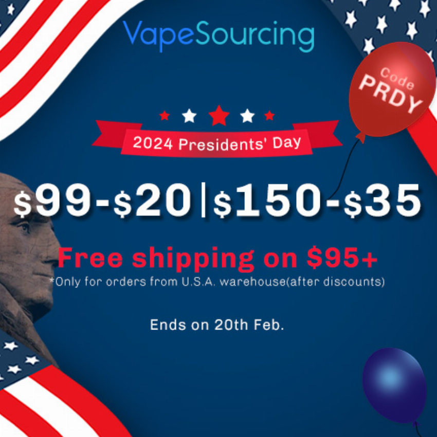 Discount code for Presidents Day Sale 99- 20 150- 35 at Vapesourcing Electronics Co Ltd