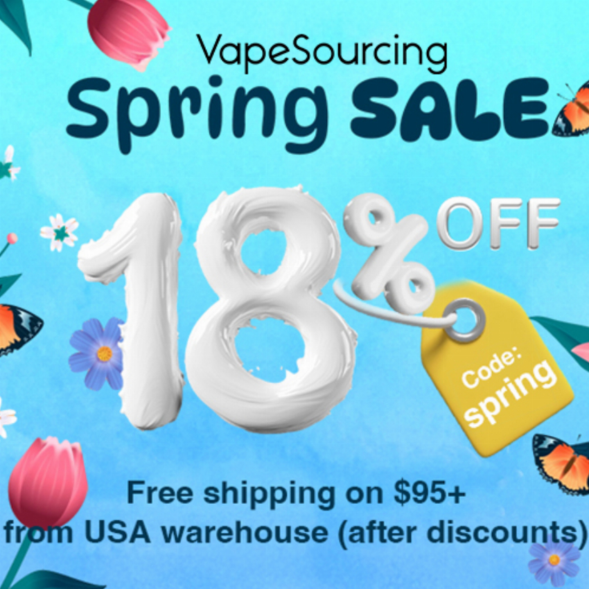 Discount code for Spring Sale 18% discount Sitewide at Vapesourcing Electronics Co Ltd