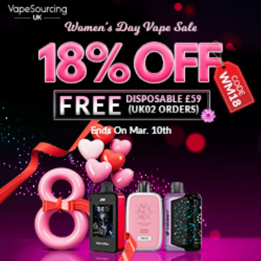 Discount code for 18% discount Sitewide For Women s Day Vape Sale at VapeSourcing uk