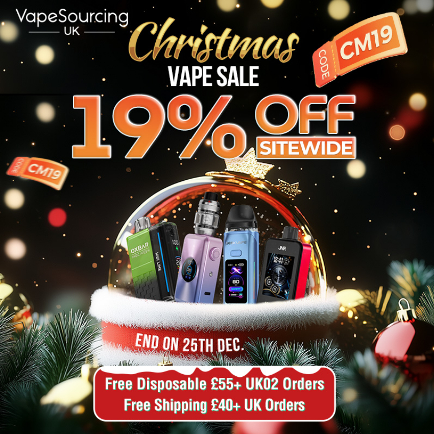 Discount code for 19% discount Sitewide for Christmas Vape Sale at VapeSourcing uk