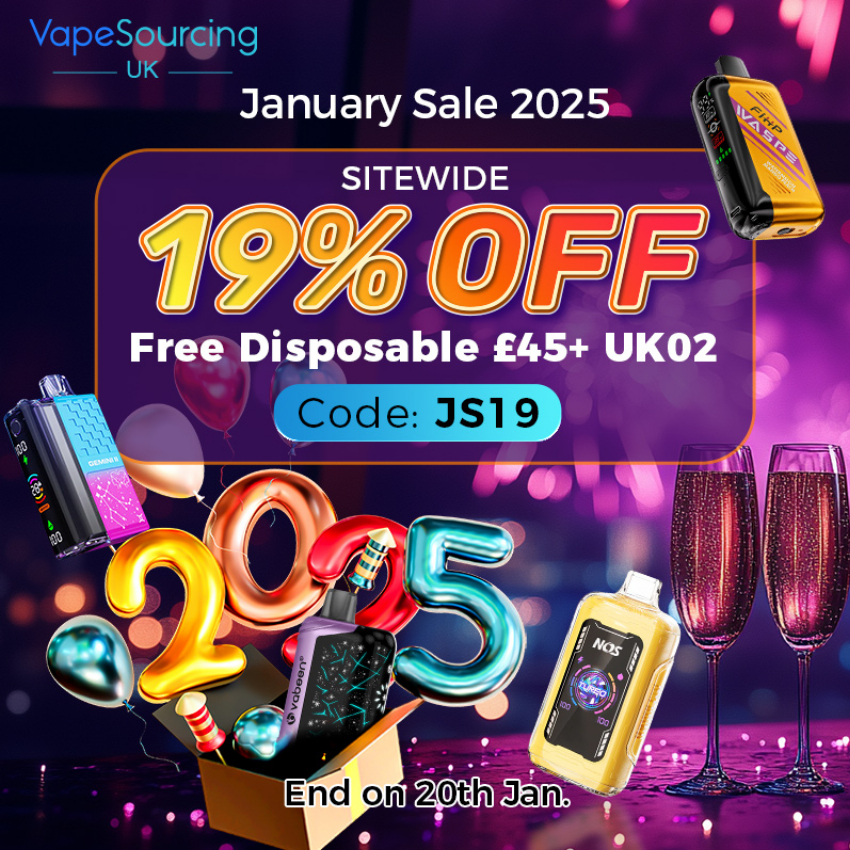 Discount code for 19% discount Sitewide for January Sale 2025 at VapeSourcing uk