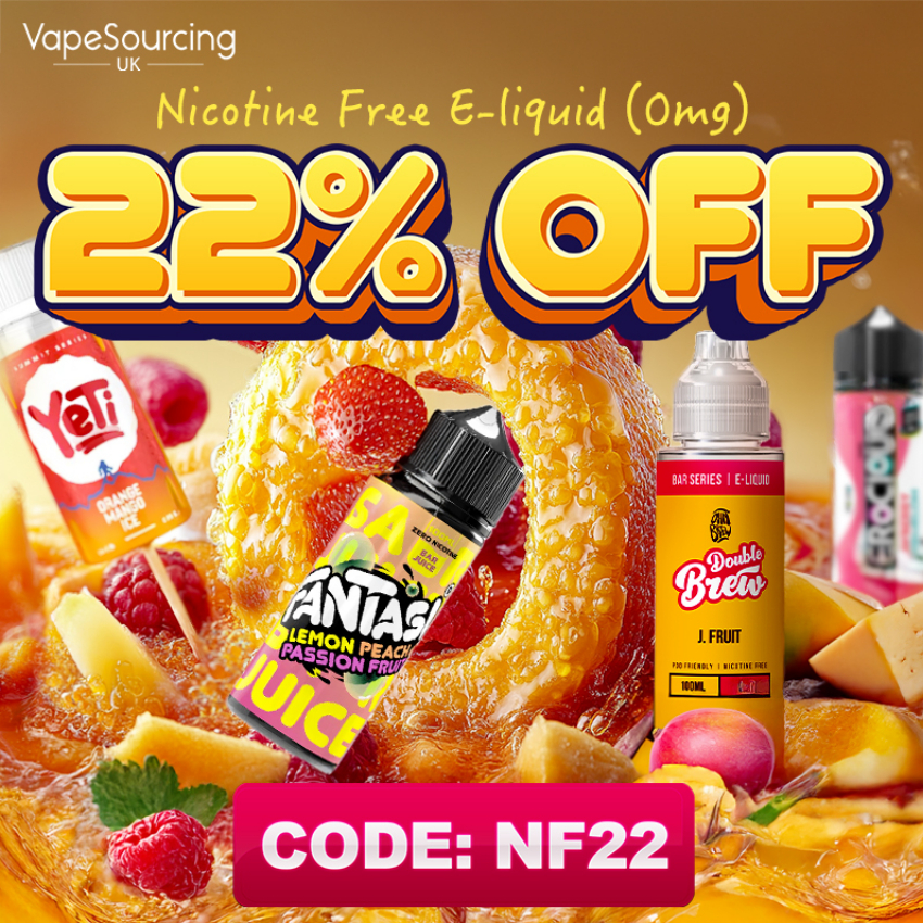 Discount code for 22% discount For Nicotine Free E-liquids at VapeSourcing uk