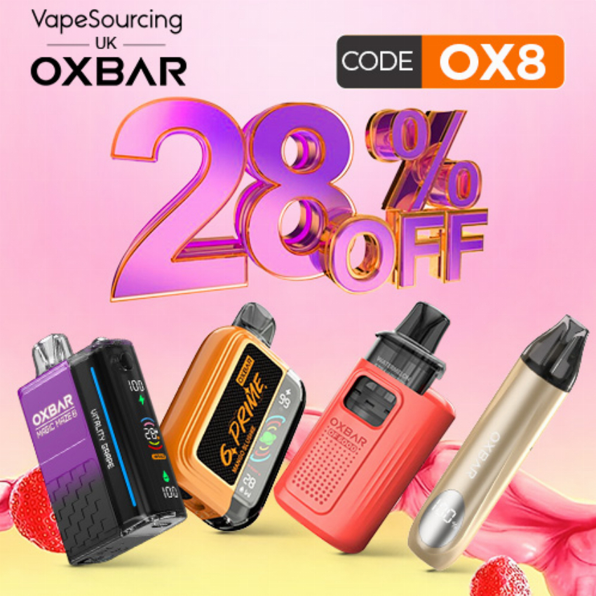 Discount code for 28% discount OXBAR Vapes at VapeSourcing uk