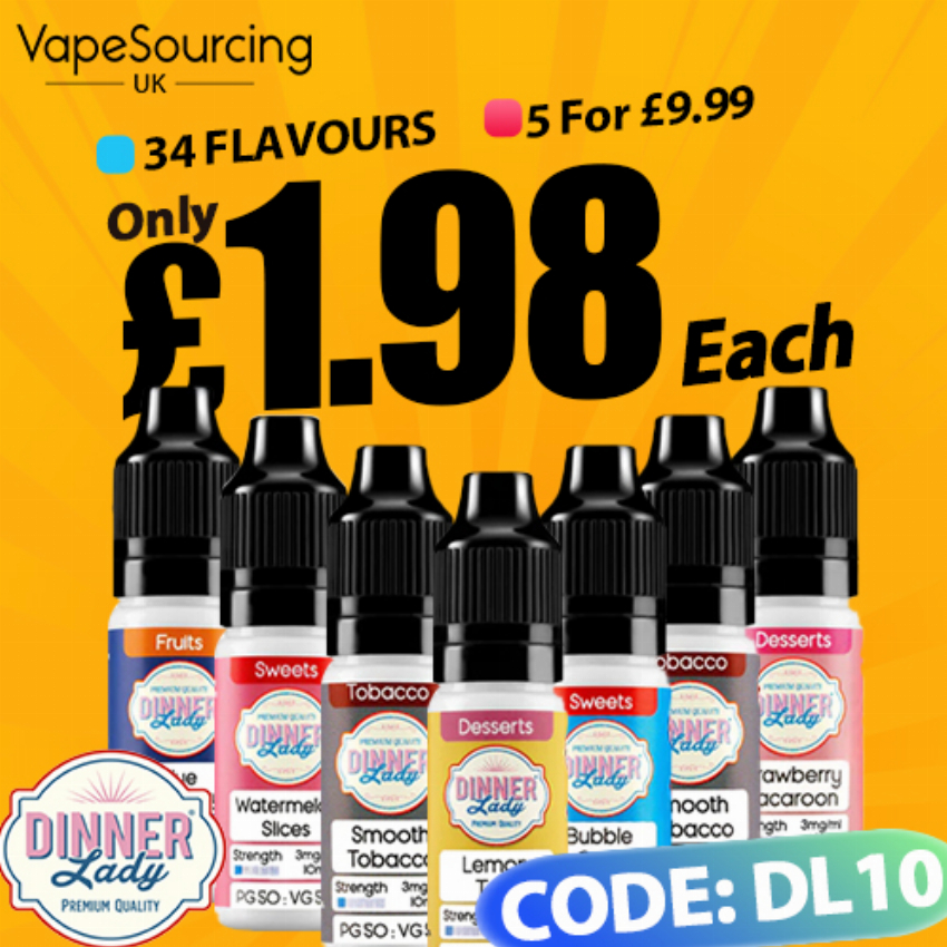 Discount code for 33 78% discount for all Dinner Lady 10ml Nic Salt E-liquid at VapeSourcing uk