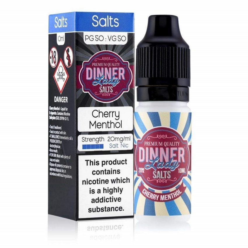 Discount code for Buy 4 Get 1 free CHERRY MENTHOL NIC SALT E-LIQUID 10ML BY DINNER LADY at VapeSourcing uk