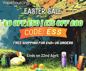Discount code for Easter Vape Sale 8 OFF 50 15 OFF 80 Free Shipping For 40 Orders at VapeSourcing uk