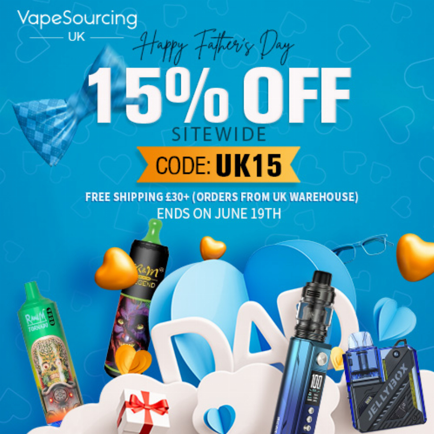 Discount code for Father s Day Sale - 15% discount Sitewide at VapeSourcing uk