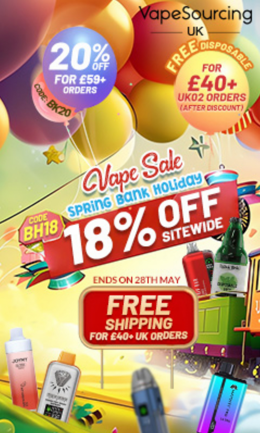 Discount code for Free Disposable For 40 02 Orders After Discount at VapeSourcing uk