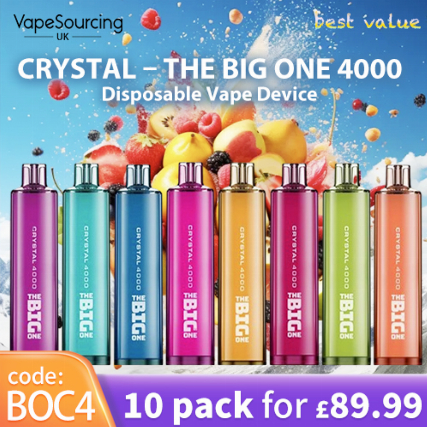 Discount code for Save 10 for The Big One Crystal Disposable Vape Kit 4000 Puffs 10 pack at VapeSourcing uk