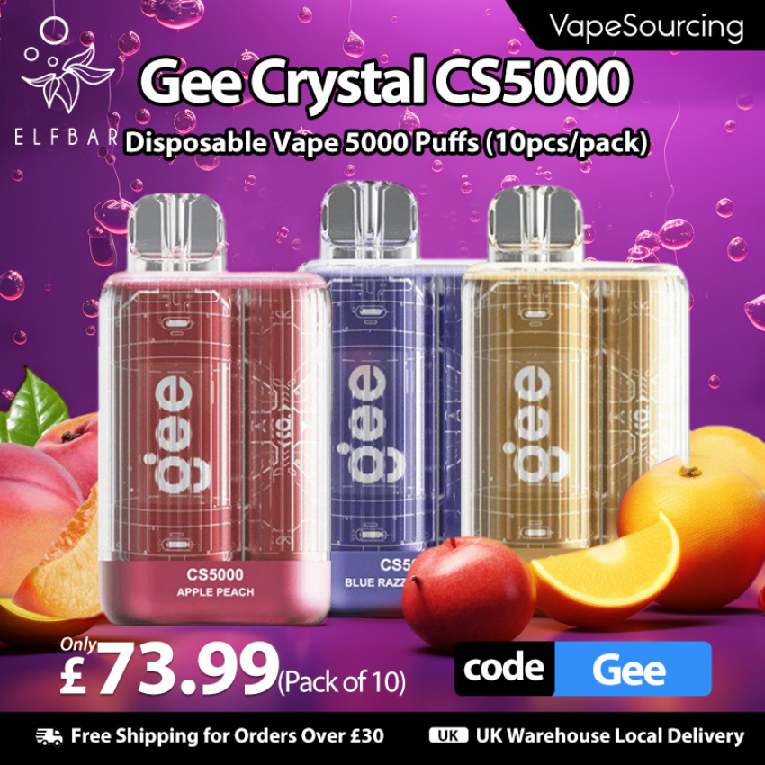 Discount code for Save 26 for Elf Bar Crystal 5000 Puffs pack of 10 Disposable Vape at VapeSourcing uk
