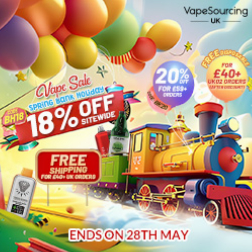 Discount code for Spring Bank Holiday Vape Sale 18% discount Sitewide at VapeSourcing uk