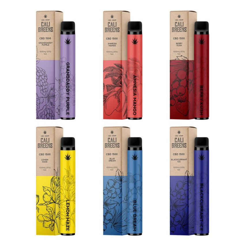 Discount code for Warehouse 20% discount for Cali Greens CBD GO Disposable Vape Kit 1500 Puffs 1000mg at VapeSourcing uk