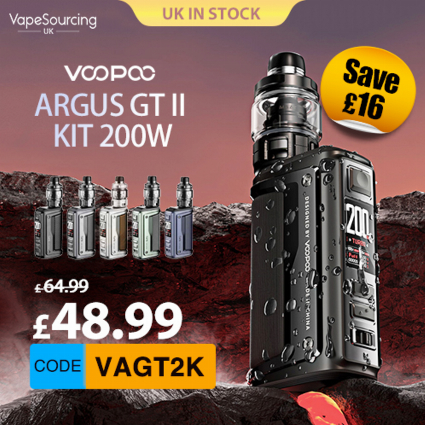 Discount code for Warehouse Save 16 for VOOPOO Argus GT 2 Kit 200W 24 62% discount at VapeSourcing uk