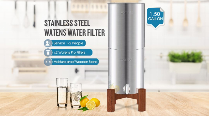 Discount code for Travel Stainless Steel Countertop Gravity Water Filter System - 1 5 Gallons at Watens Filter