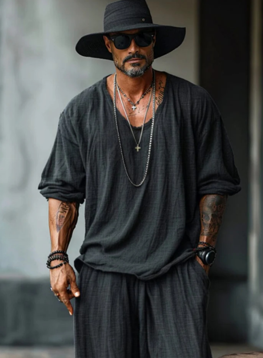 Discount code for 30%off 100% Cotton Long Sleeve Shirt Shorts Set at www coofandy