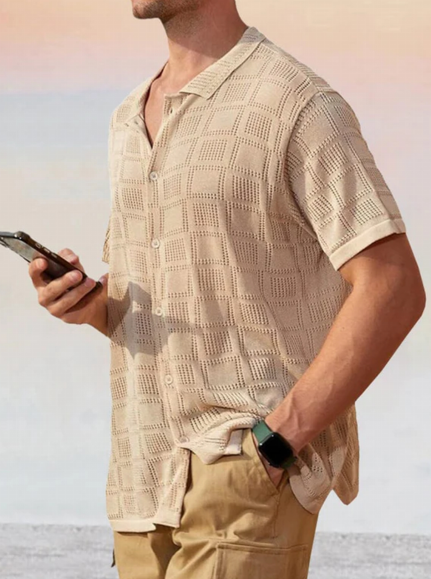 Discount code for 30%off Breathable Knit Hollow Out Shirt at www coofandy