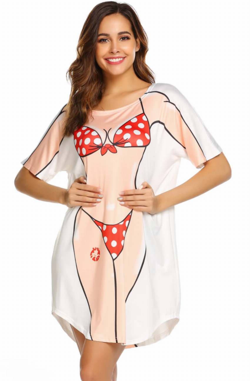 Discount code for 30%off CUTE BIKINI PRINT COVER UP SWIMWEAR at www ekouaer