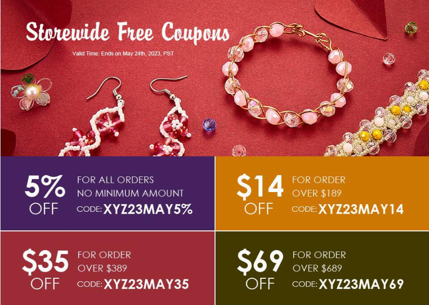 Discount code for 69 OFF for Order Over 689 at Xyzbeads at Xyzbeads