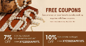 Discount code for Extra 7% discount Free Coupon for All Clients at Xyzbeads at Xyzbeads